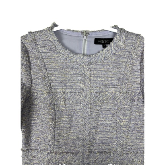 Teri Jon by‎ Rickie Freeman Metallic Tweed Geo Stripe Dress Womens Size 8 - Picture 2 of 11